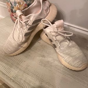 Rose gold/white adidas shoes Size 7 1/2